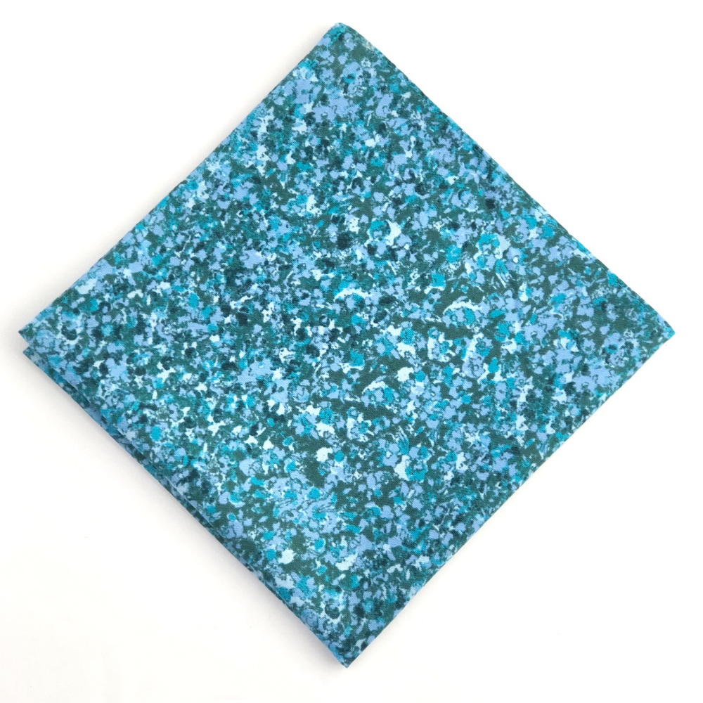Green & Blue Abstract Floral Pocket Square